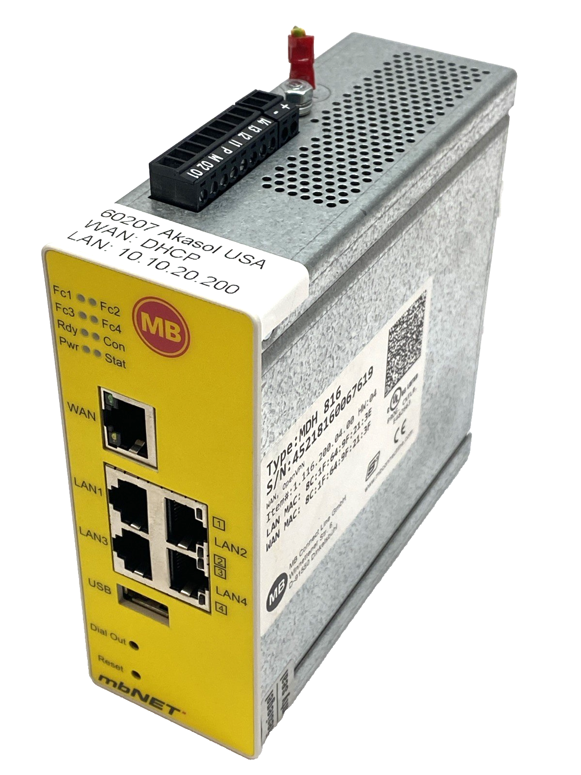 MB Connect Line MDH 816 mbNET Industrial VPN Router LAN & WAN 1.116.200.04.00 - Maverick Industrial Sales