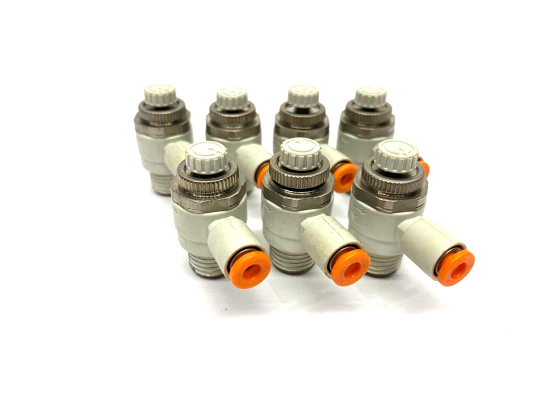 SMC AS2201F-02-04-J Pneumatic Flow Control Elbow Fitting 4mm Tube LOT OF 7 - Maverick Industrial Sales