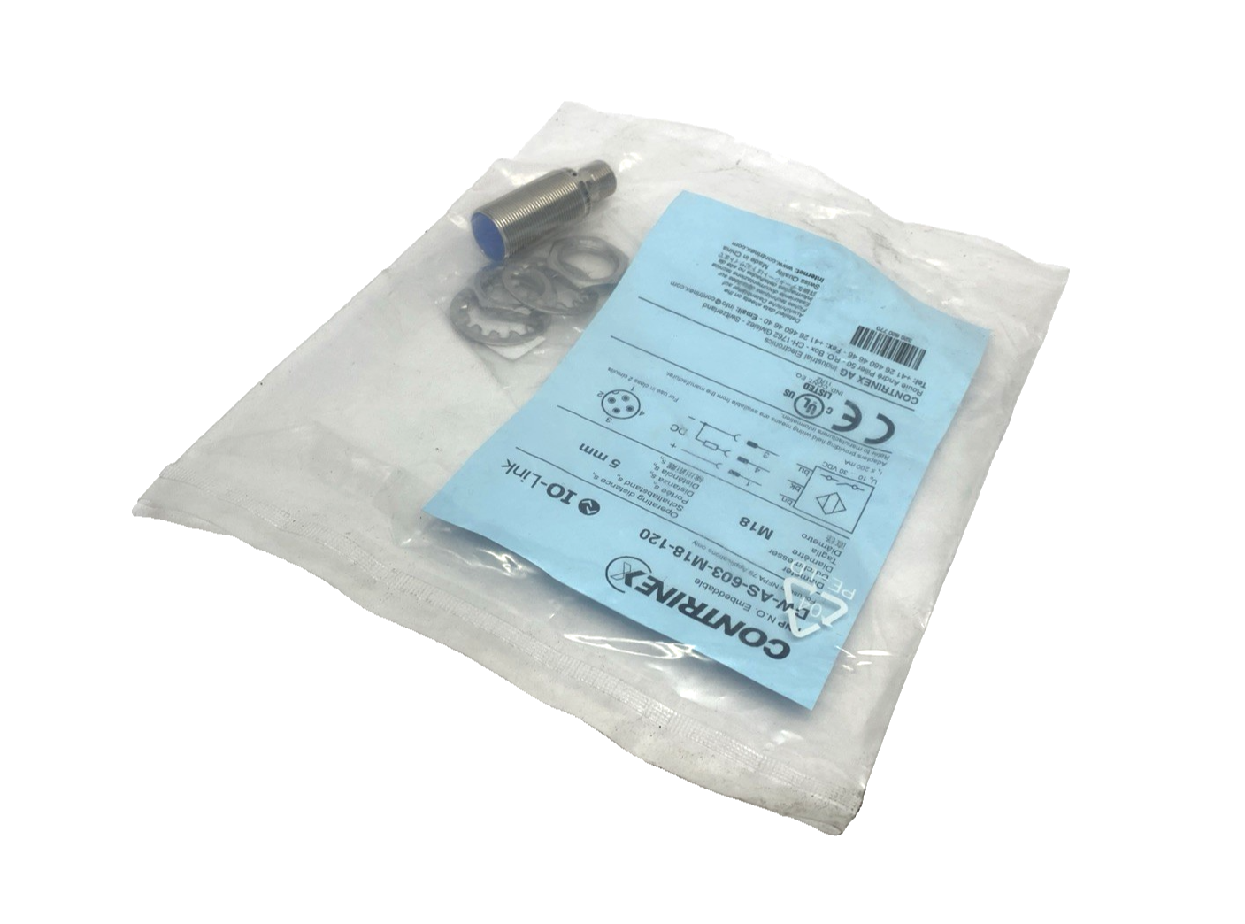 Contrinex DW-AS-603-M18-120 IO-Link Inductive Sensor M18 Diameter M12 4-Pin Male - Maverick Industrial Sales