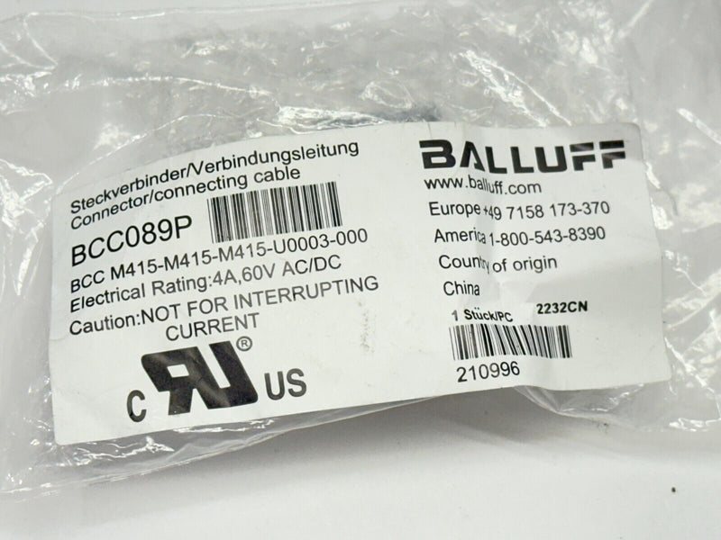 Balluff BCC M415-M415-M415-U0003-000 Tee  M M12 5-Pin - F M12 4-Pin BCC089P - Maverick Industrial Sales