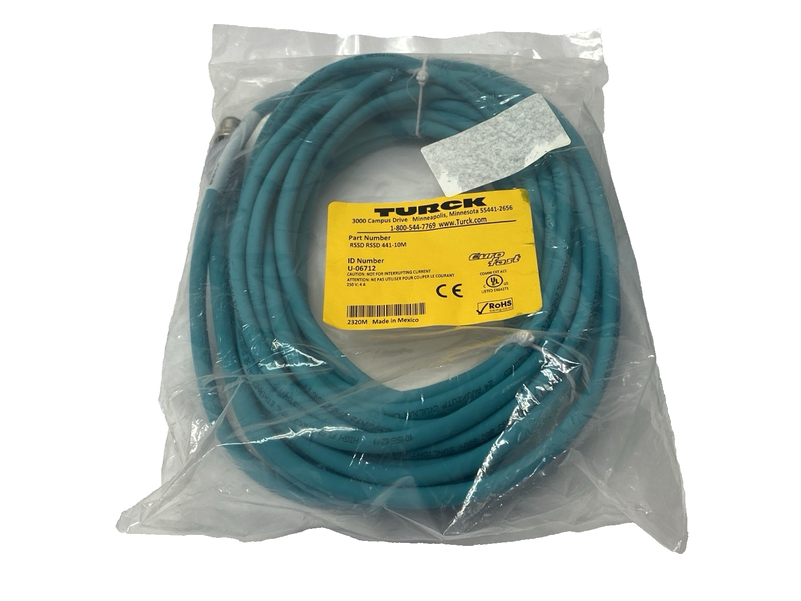 Turck RSSD RSSD 441-10M Double-Ended Cordset M12 Male Connector 4-Pin U-06712 - Maverick Industrial Sales
