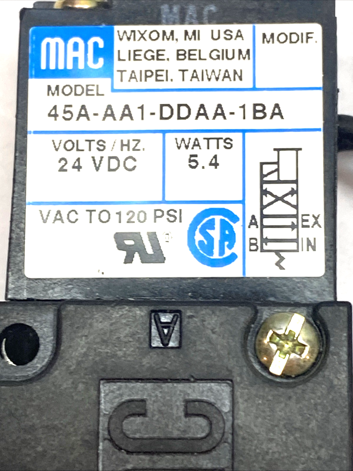 Mac 45A-AA1-DDAA-1BA Solenoid Valve 4-Way 1/8" NPTF 24V - Maverick Industrial Sales