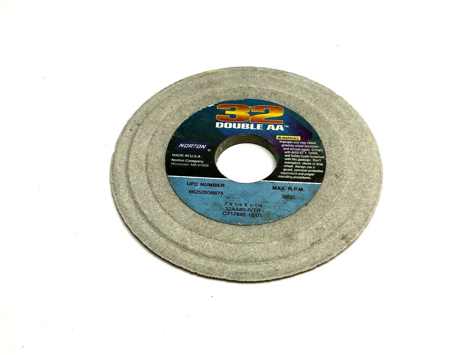Norton 32AA80-IVTR Grinding Wheels 1-1/4" Bore 3600 RPM LOT OF 5 - Maverick Industrial Sales