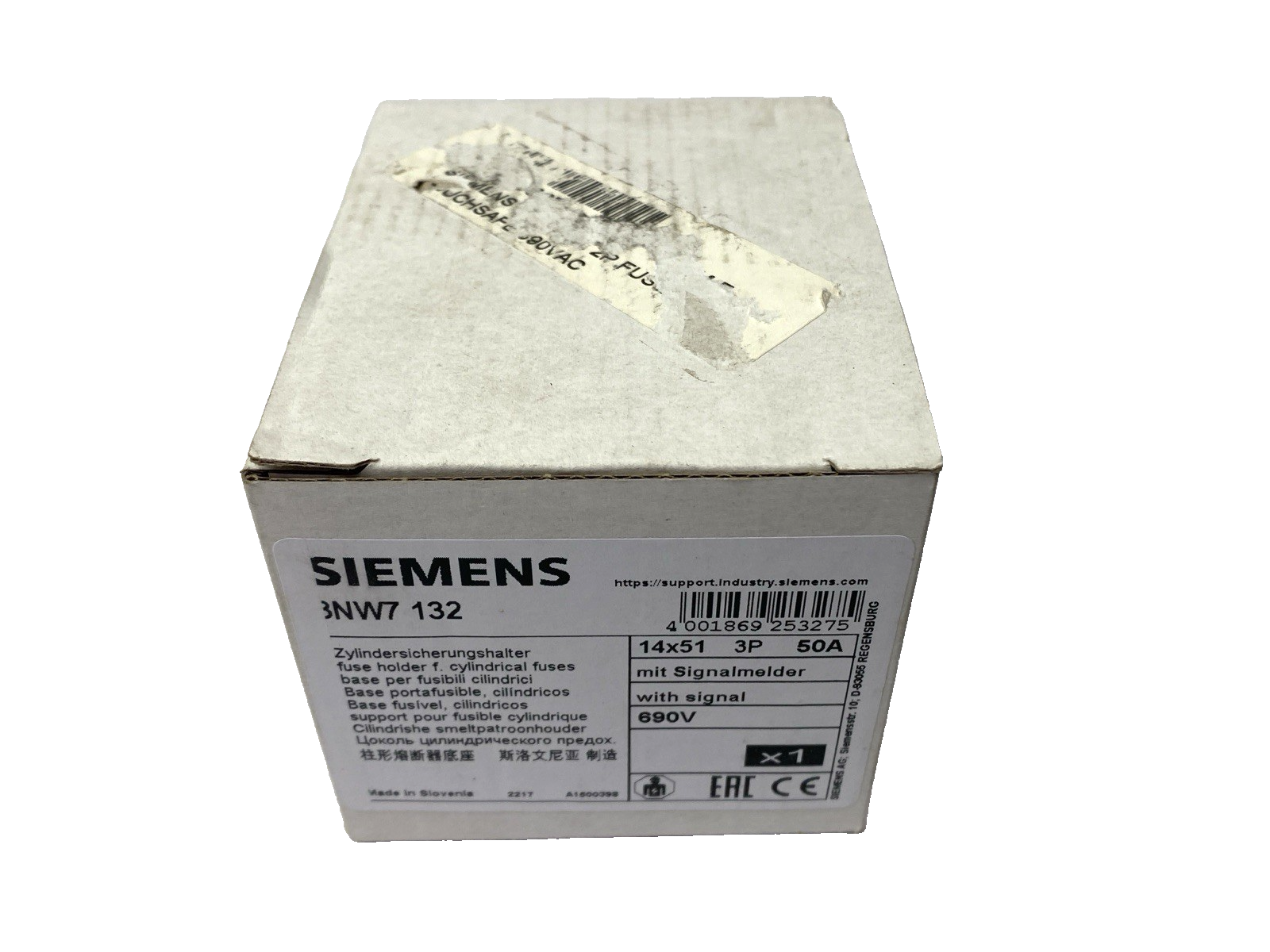 Siemens 3NW7132 SENTRON Cylindrical Fuse Holder 14 x 51mm 3-Pole 690V 50A - Maverick Industrial Sales