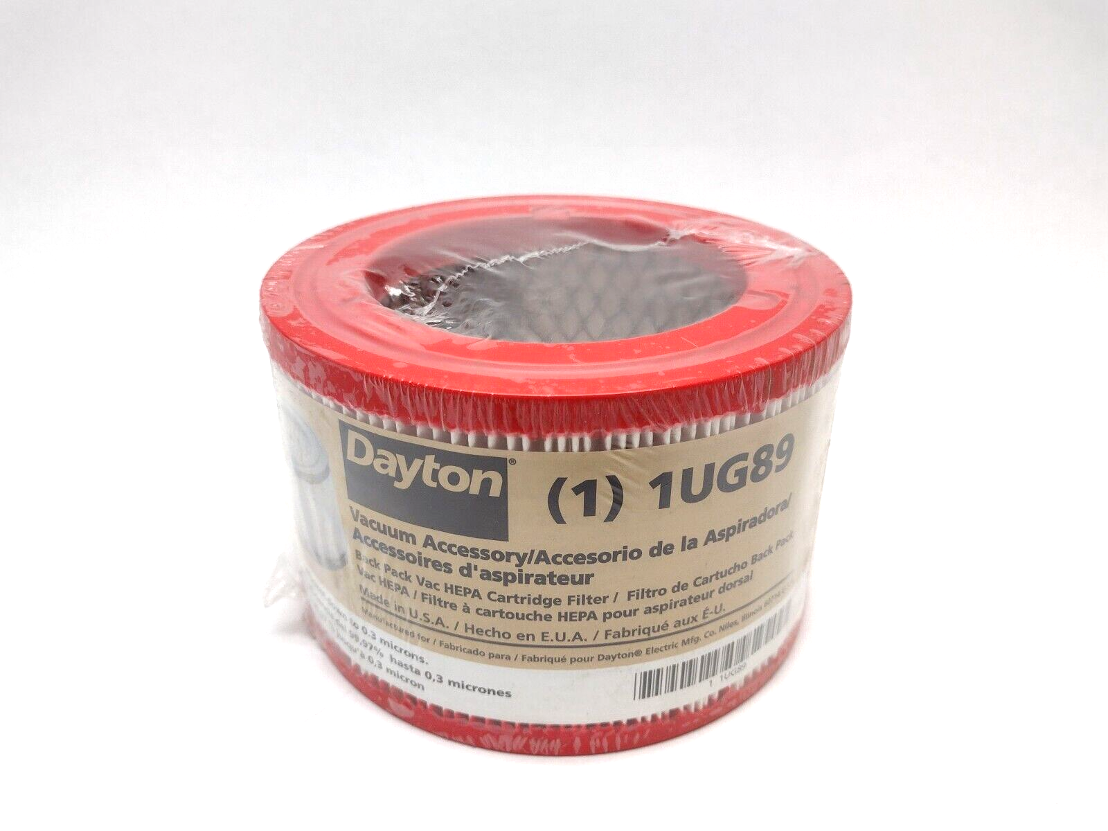 Dayton (1) 1UG89 Vacuum Accessory Back Pack HEPA Cartridge Filter 0.3 Microns - Maverick Industrial Sales