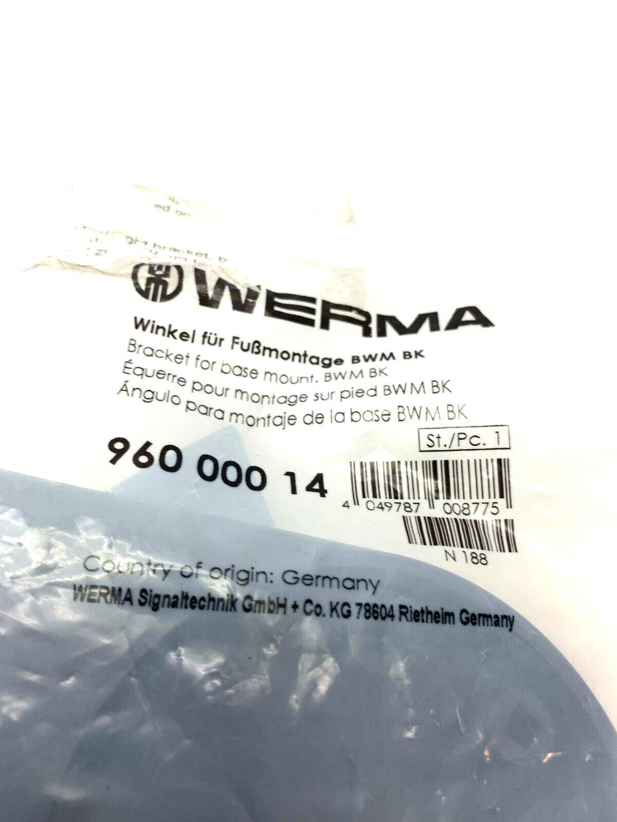 Werma 960 000 14 Bracket For Base Mount BWM BK - Maverick Industrial Sales