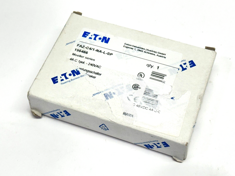 Eaton FAZ-C4/1-NA-L-SP Circuit Breaker 1-Pole 4A 240VAC 195466 - Maverick Industrial Sales