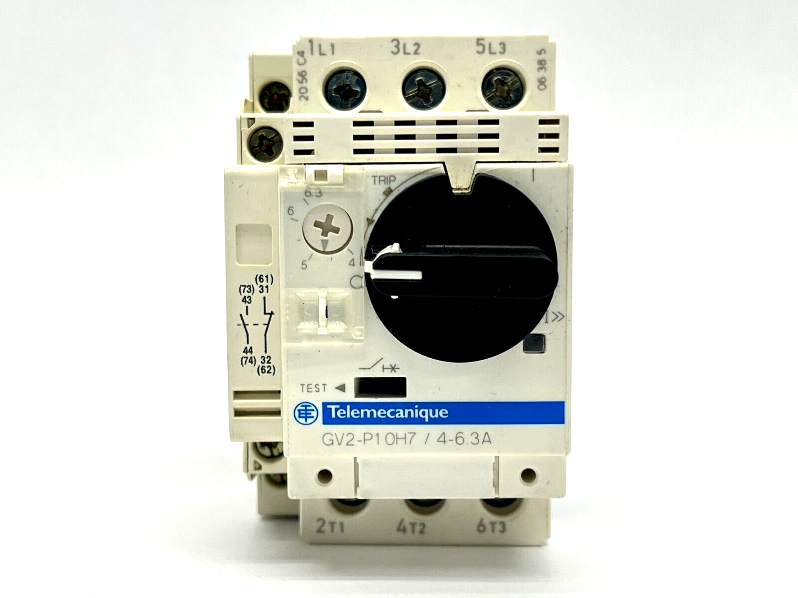 Telemecanique GV2-P10H7 Manual Starter 4-6.3A w/ GVAN11 Auxiliary Block - Maverick Industrial Sales