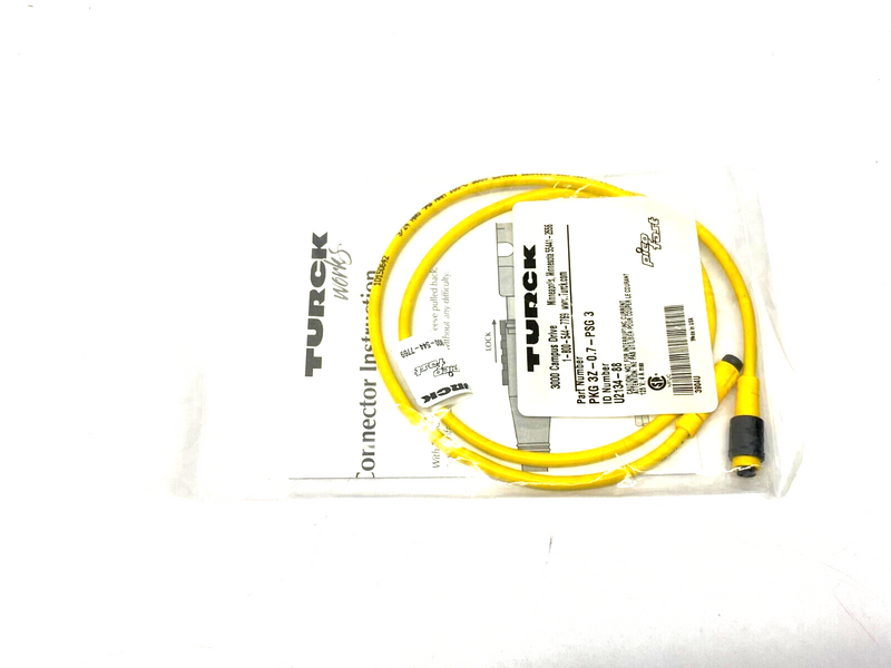 Turck PKG 3Z-0.7-PSG 3 Picofast Snap-On Connector Cordset U2134-88 - Maverick Industrial Sales