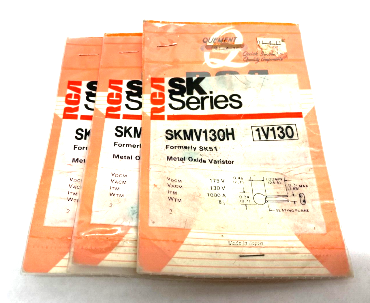 RCA Quement SKMV130H Formerly SK51 Metal Oxide Varistor SK Series 1V130 LOT OF 3 - Maverick Industrial Sales