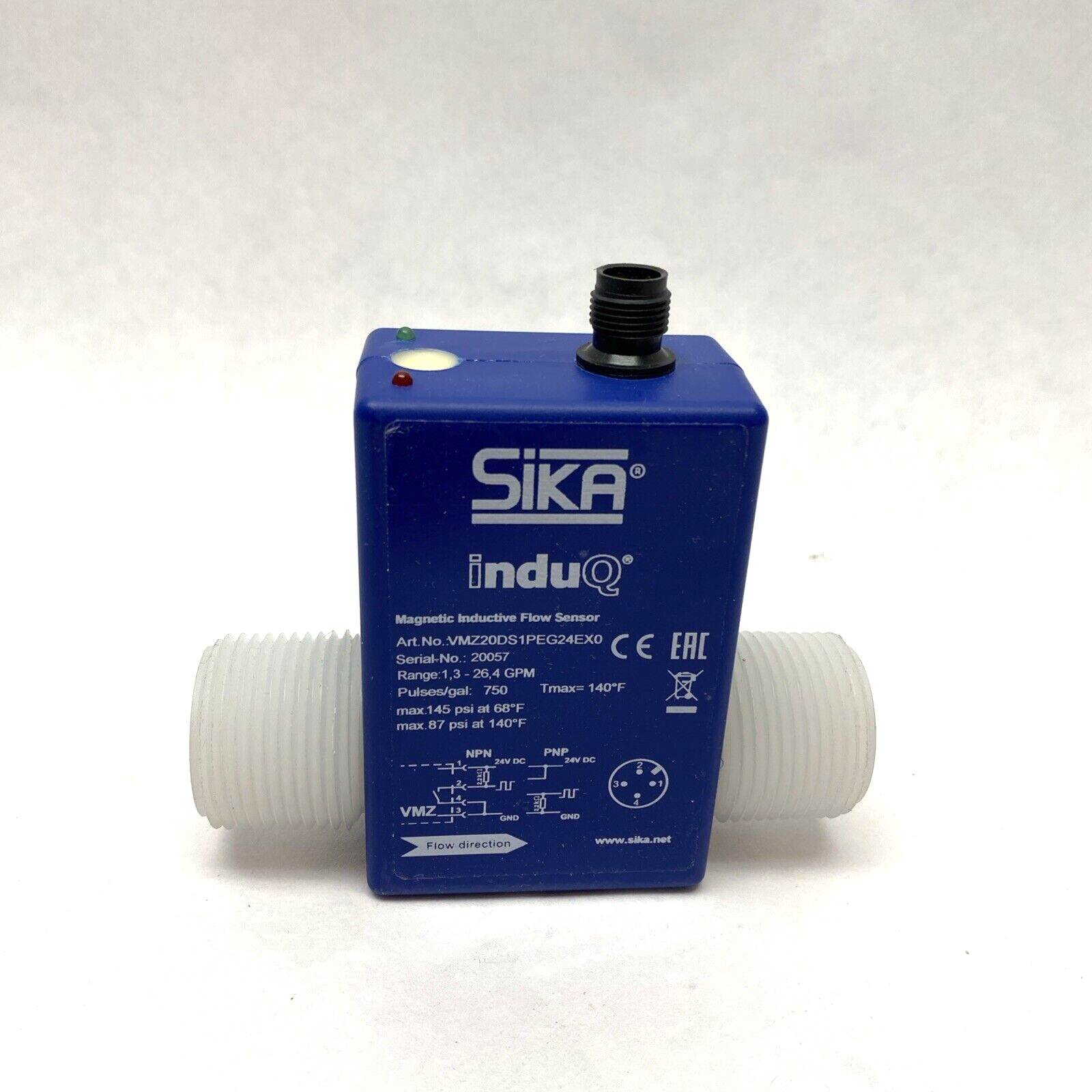 SiKA VMZ20DS1PEG24EX0 induQ Magnetic Inductive Flow Sensor 1" NPT 1.3-26.4 GPM - Maverick Industrial Sales