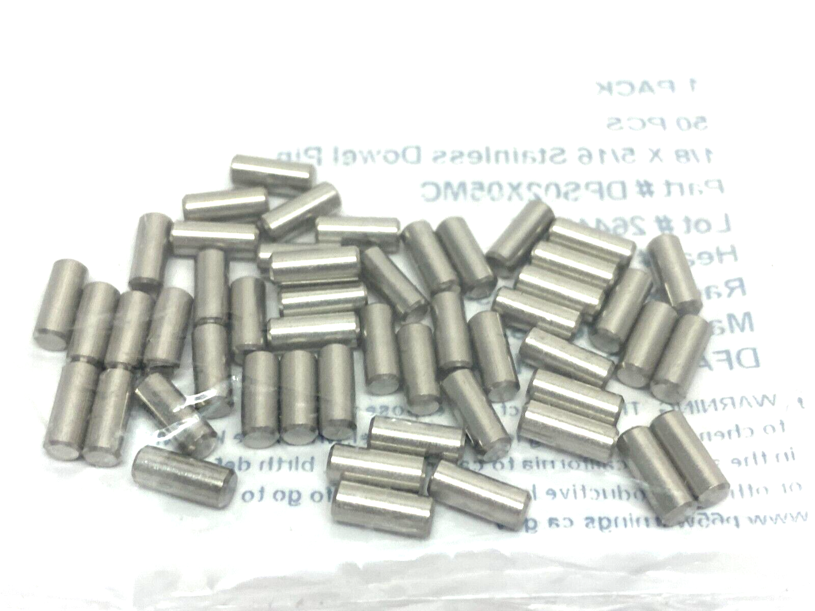 Radax Industries DPS02X05MC Stainless Steel Dowel Pin 1/8" x 5/16" PKG OF 50 - Maverick Industrial Sales