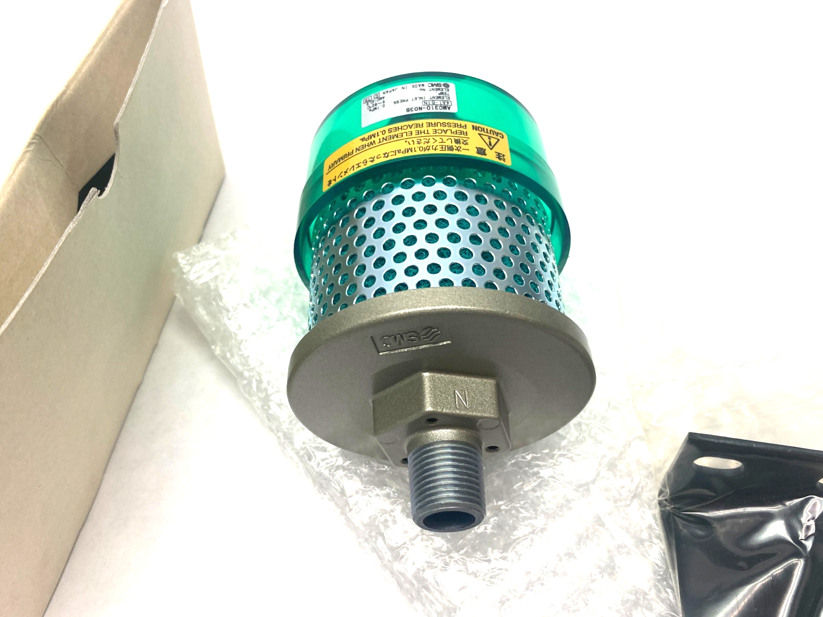 SMC AMC310-N03B Pneumatic Exhaust Cleaner 3/8" NPT W/ Bracket - Maverick Industrial Sales