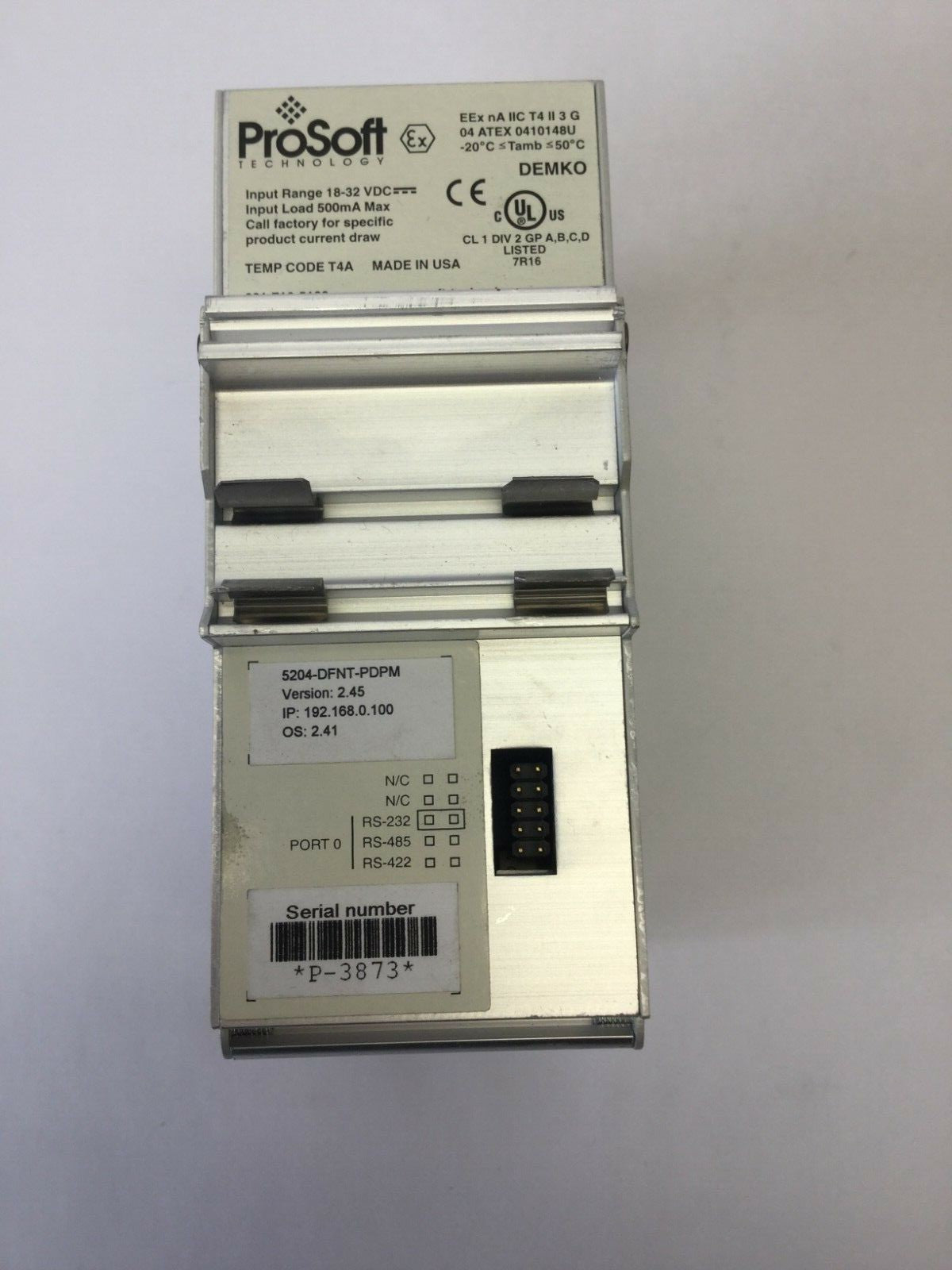 Prosoft 5204-DFNT-PDPM EtherNet/IP to PROFIBUS DP Master Gateway Ver 2.45 OS2.41 - Maverick Industrial Sales