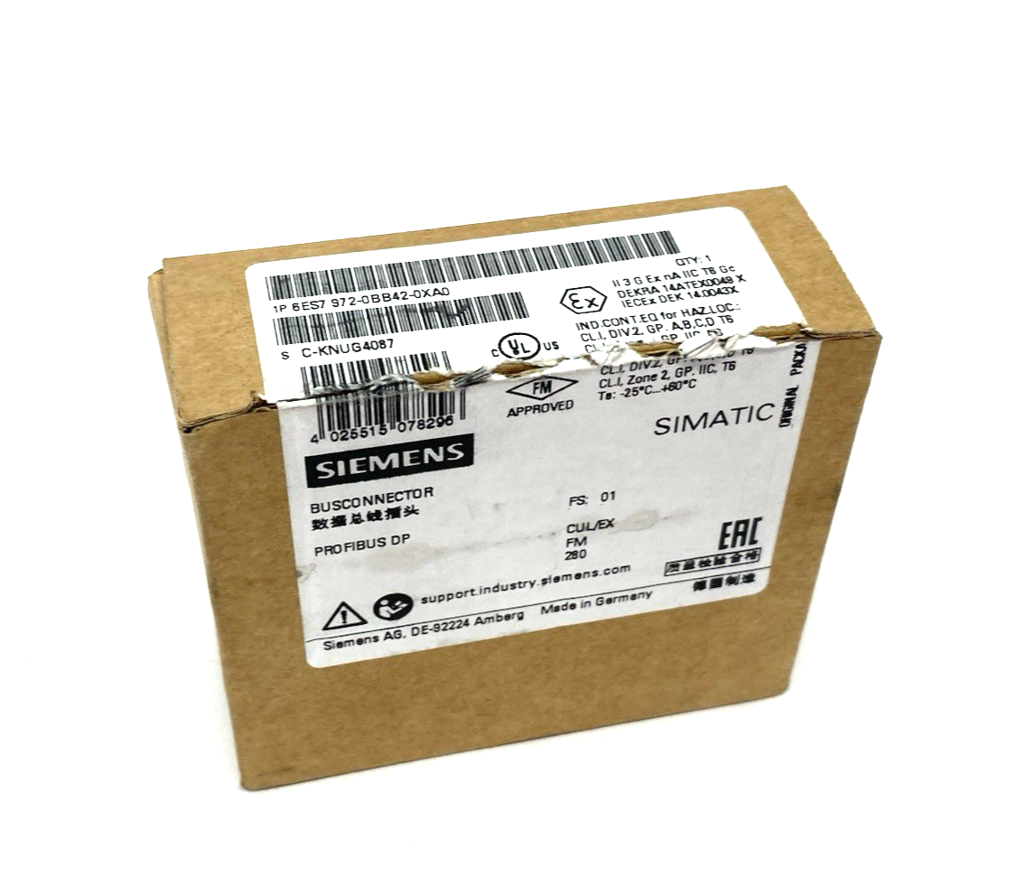 Siemens 6ES7972-0BB42-0XA0 SIMATIC DP PROFIBUS Bus Connector 35-Degree RS485 - Maverick Industrial Sales