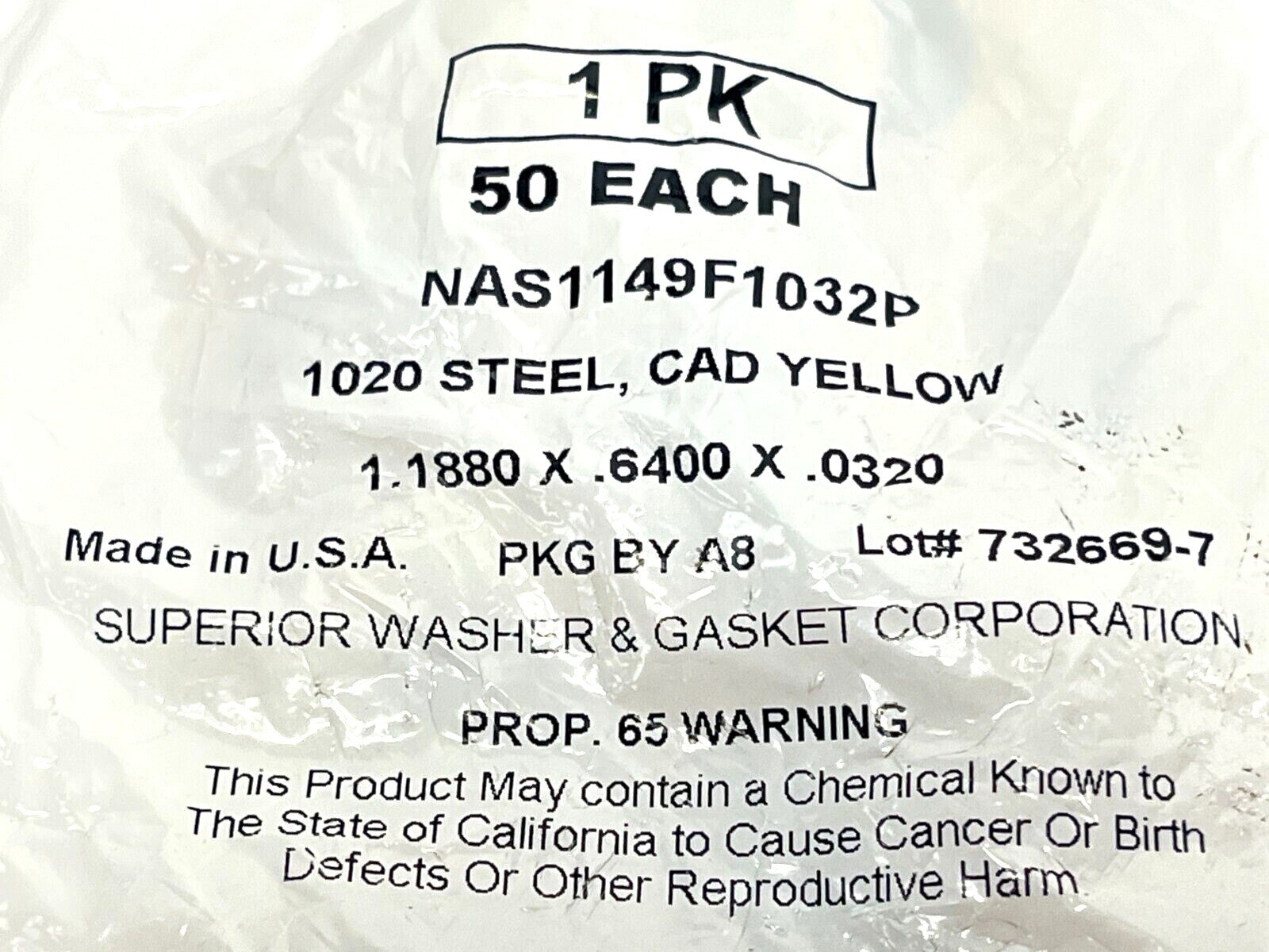 NAS1149F1032P Cadmium-Plated Steel MIL Spec Washer 5/8" 1149-F1032P LOT OF 50 - Maverick Industrial Sales
