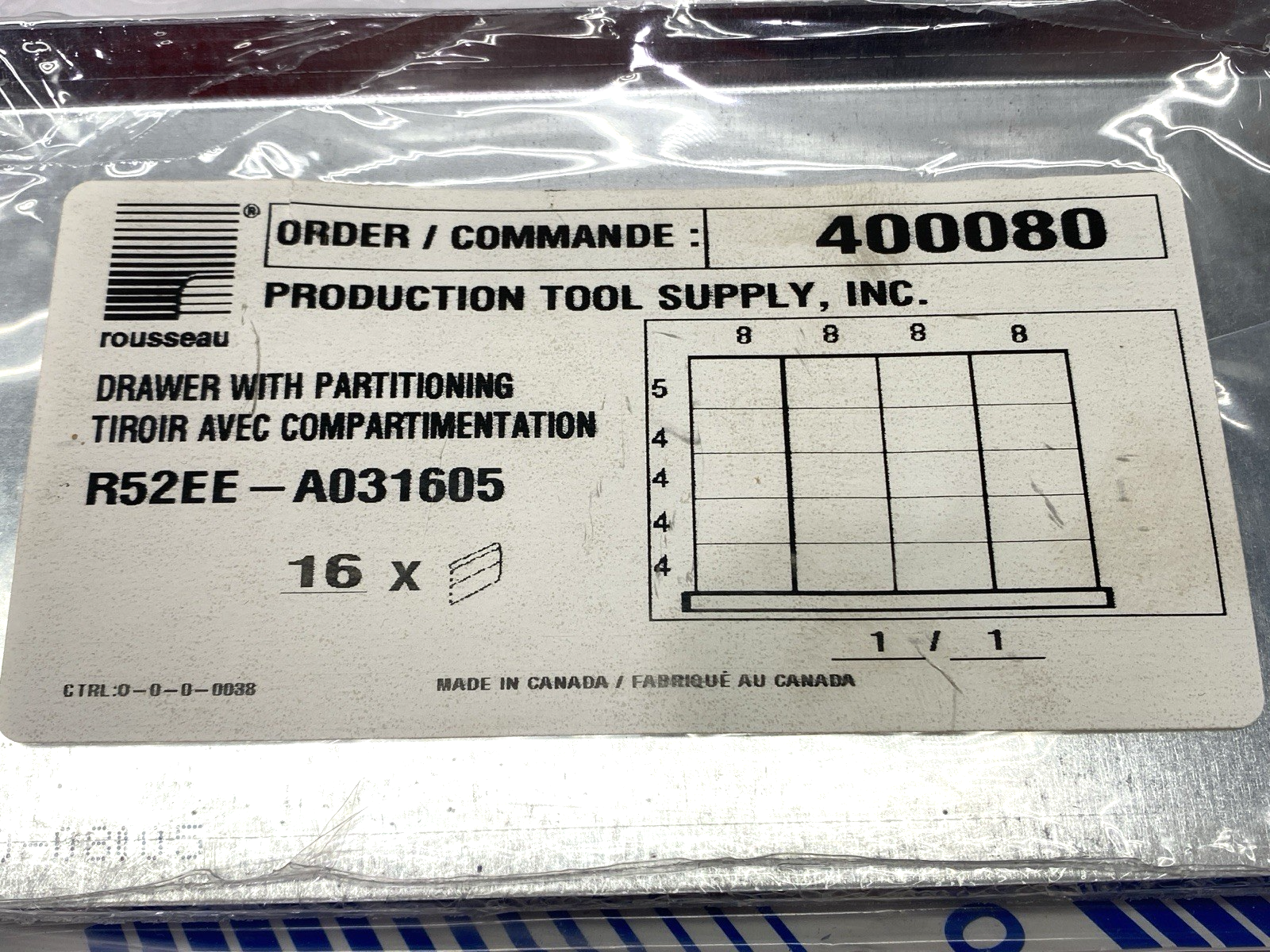 R52EE-A031605 | Rousseau Drawer Partitioning PACK OF 16 - New – Open box - Maverick Industrial Sales