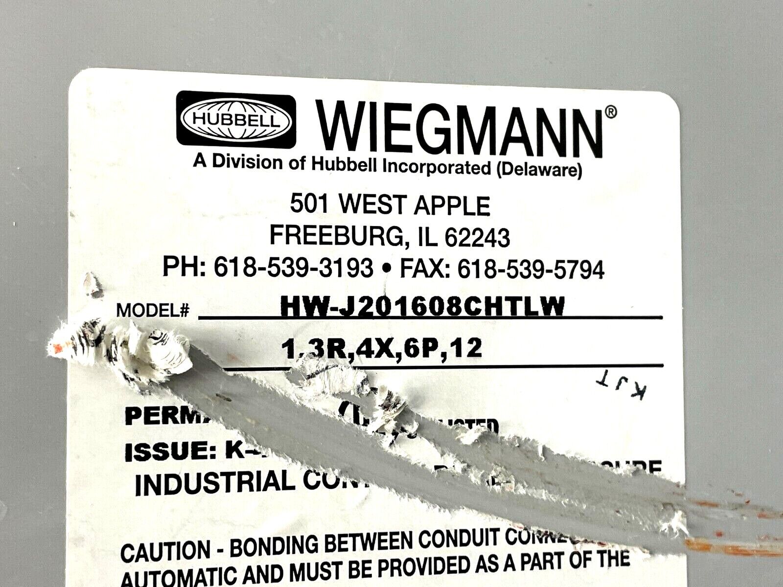 Hubbell Wiegmann HWJ201608CHTLW Continuous Hinge Link Lock Enclosure