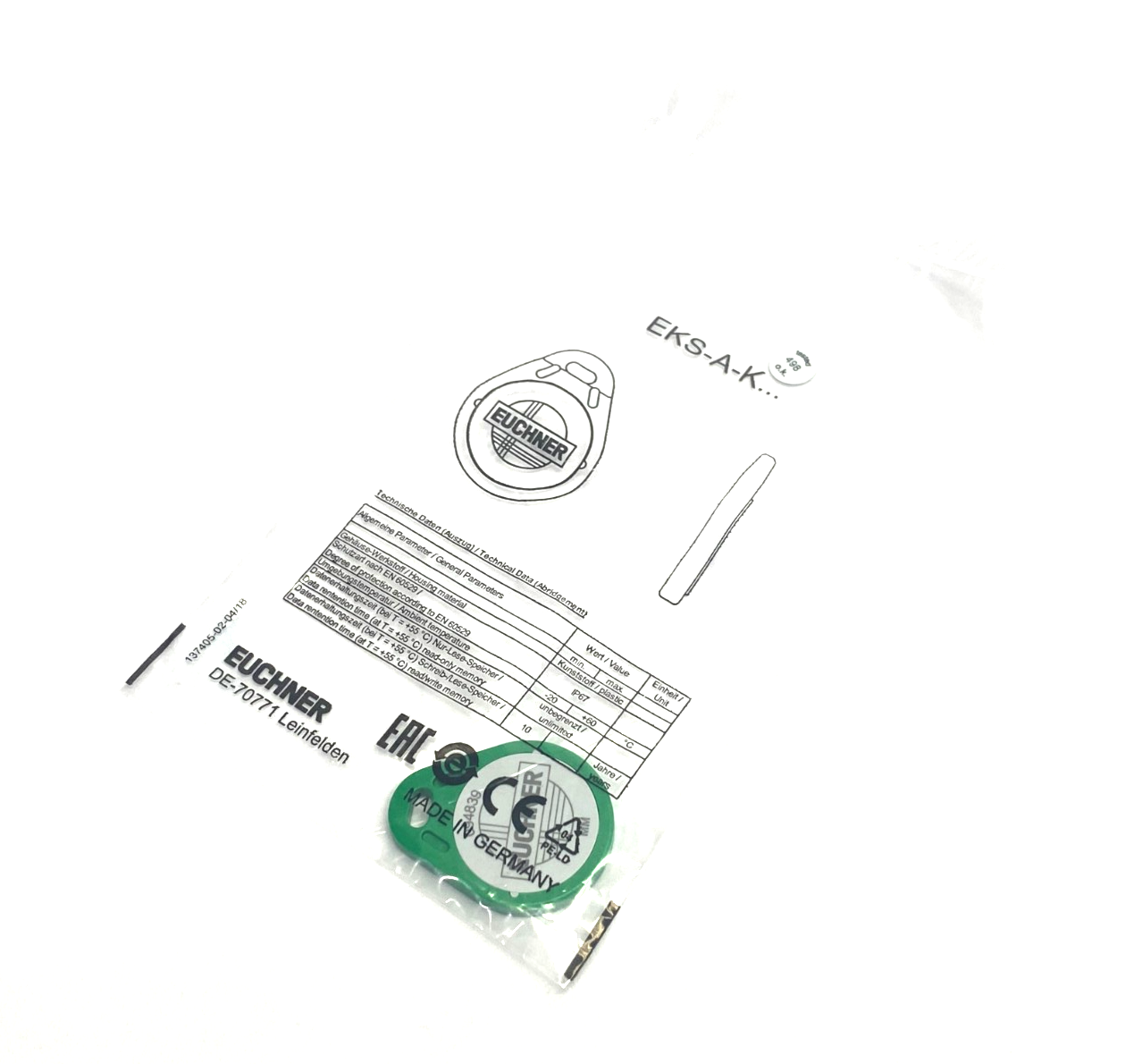 Euchner EKS-A-K1GNWT32-EU Electronic Key Read/Write 094839 - Maverick Industrial Sales