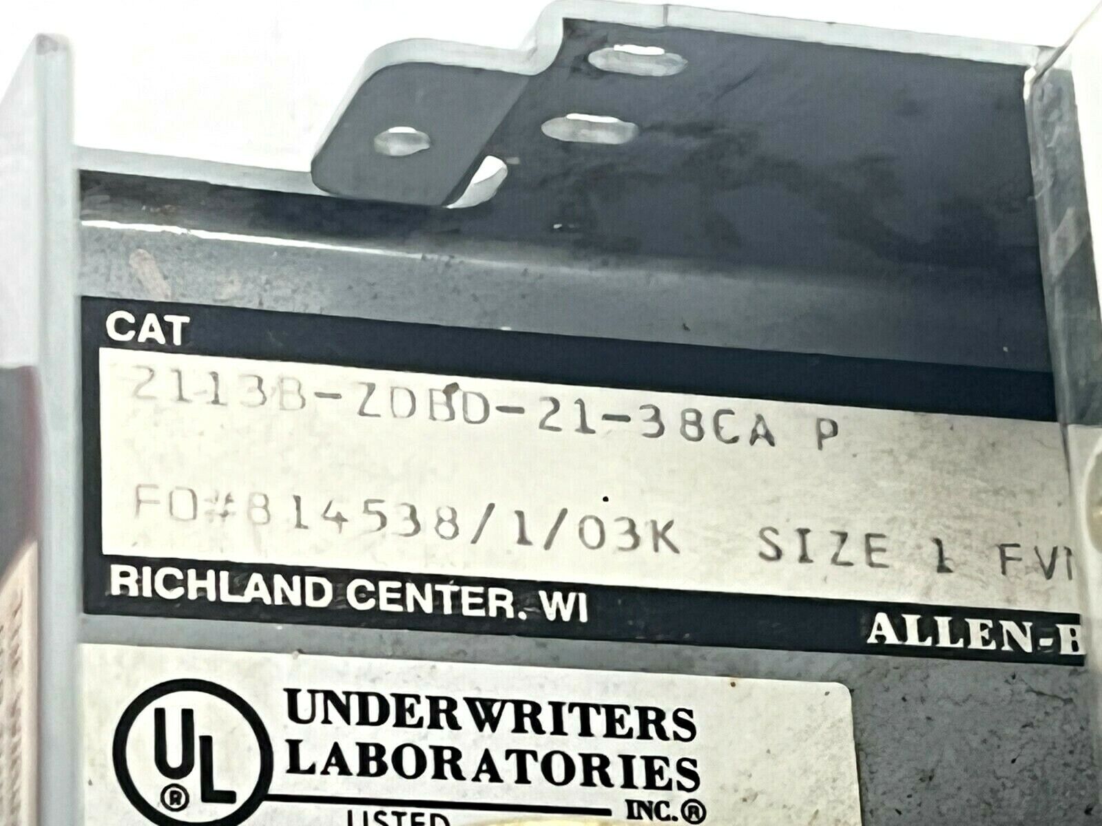 Allen Bradley 2113B-ZDBD-21-38CA P Motor Control Center Unit Size 1 FVNR 3HP - Maverick Industrial Sales