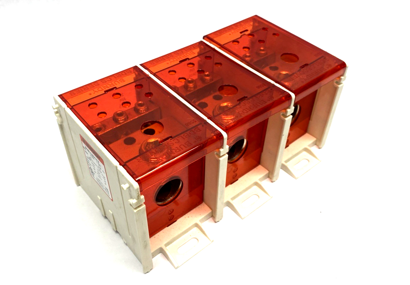 BDBLCS5K3FS | Burndy 3-Pole Finger-Safe Power Distribution Block 600V 310A CU9AL - New – Open box - Maverick Industrial Sales
