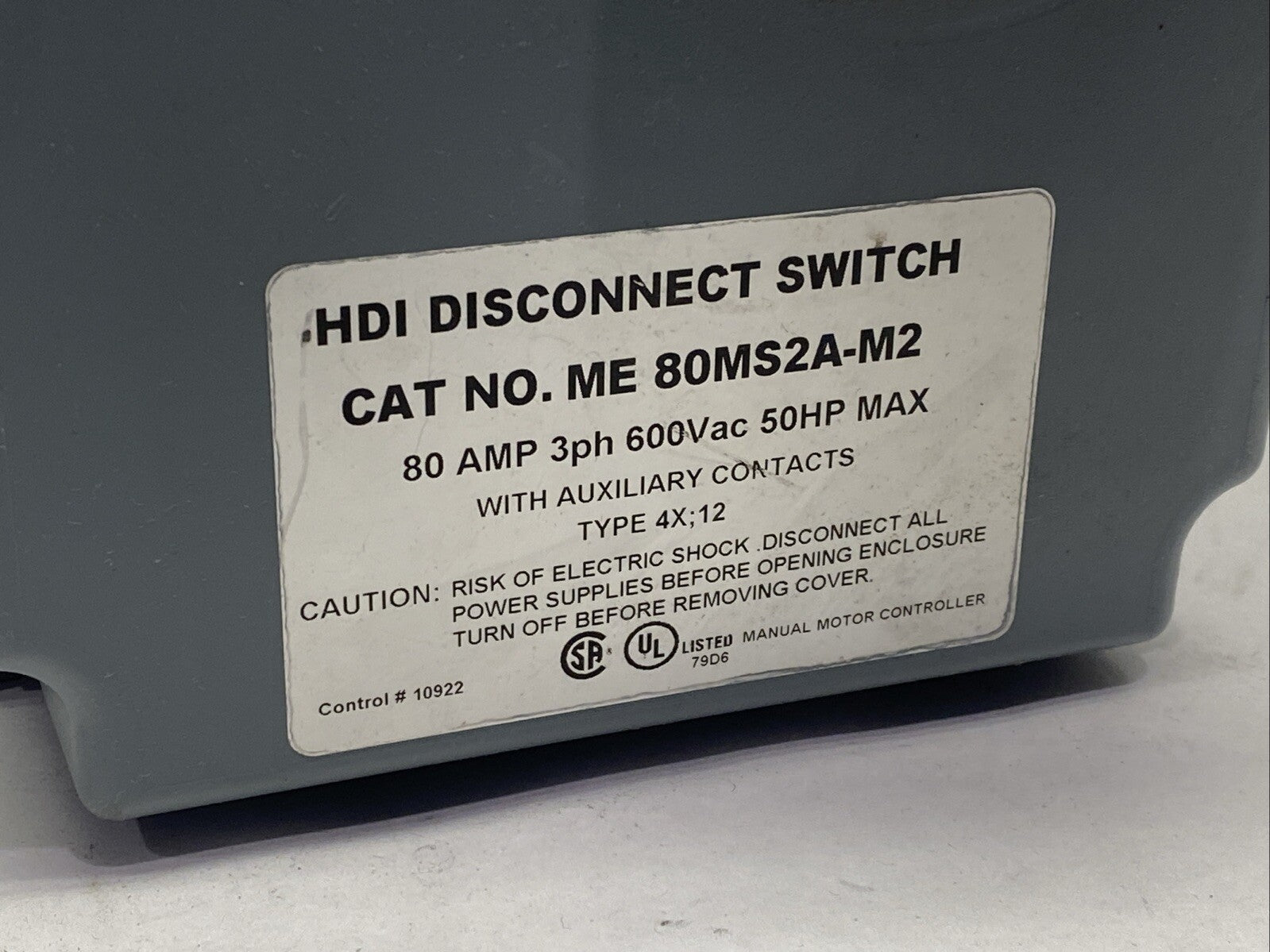 Mennekes ME-80MS2A-M2 Non-Fusible Motor Disconnect HDI Non-Metallic 80A 600VAC - Maverick Industrial Sales