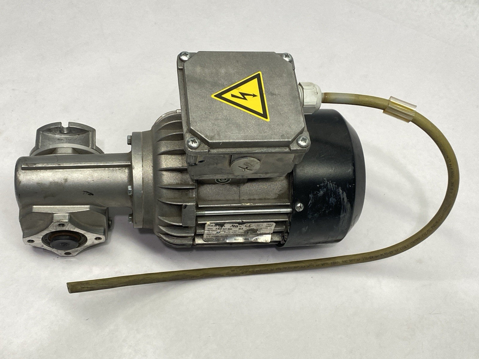 3 842 547 993 | Bosch Rexroth 3842547993 Three‑Phase Motor 0.18‑0.22 kW w/ 3842563324 Gear Unit - Used - Maverick Industrial Sales