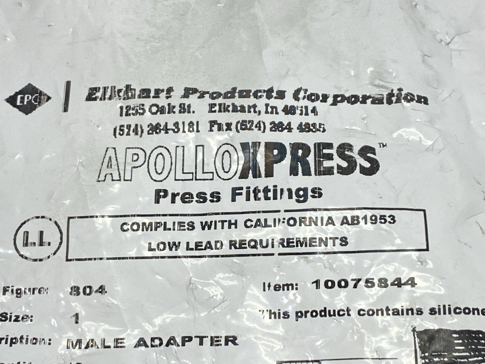 10075844 | Elkhart Male Adapter Brass 1" Press x MPT - New Other - Maverick Industrial Sales