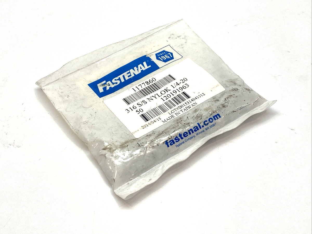 Fastenal 1177860 Nylon Insert Lock Nut Stainless Steel 1/4"-20 PACK OF 50 - Maverick Industrial Sales