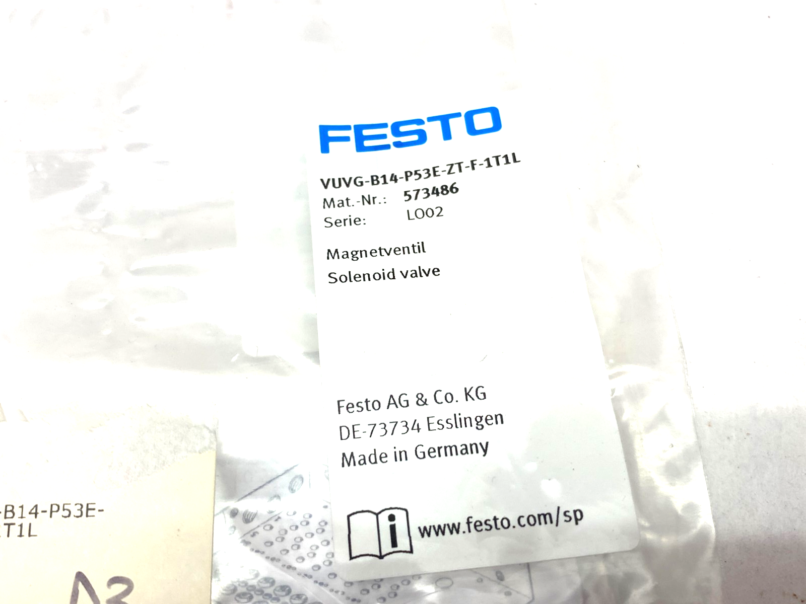Festo VUVG-B14-P53E-ZT-F-1T1L Solenoid Valve 5/3, Exhausted 573486 - Maverick Industrial Sales