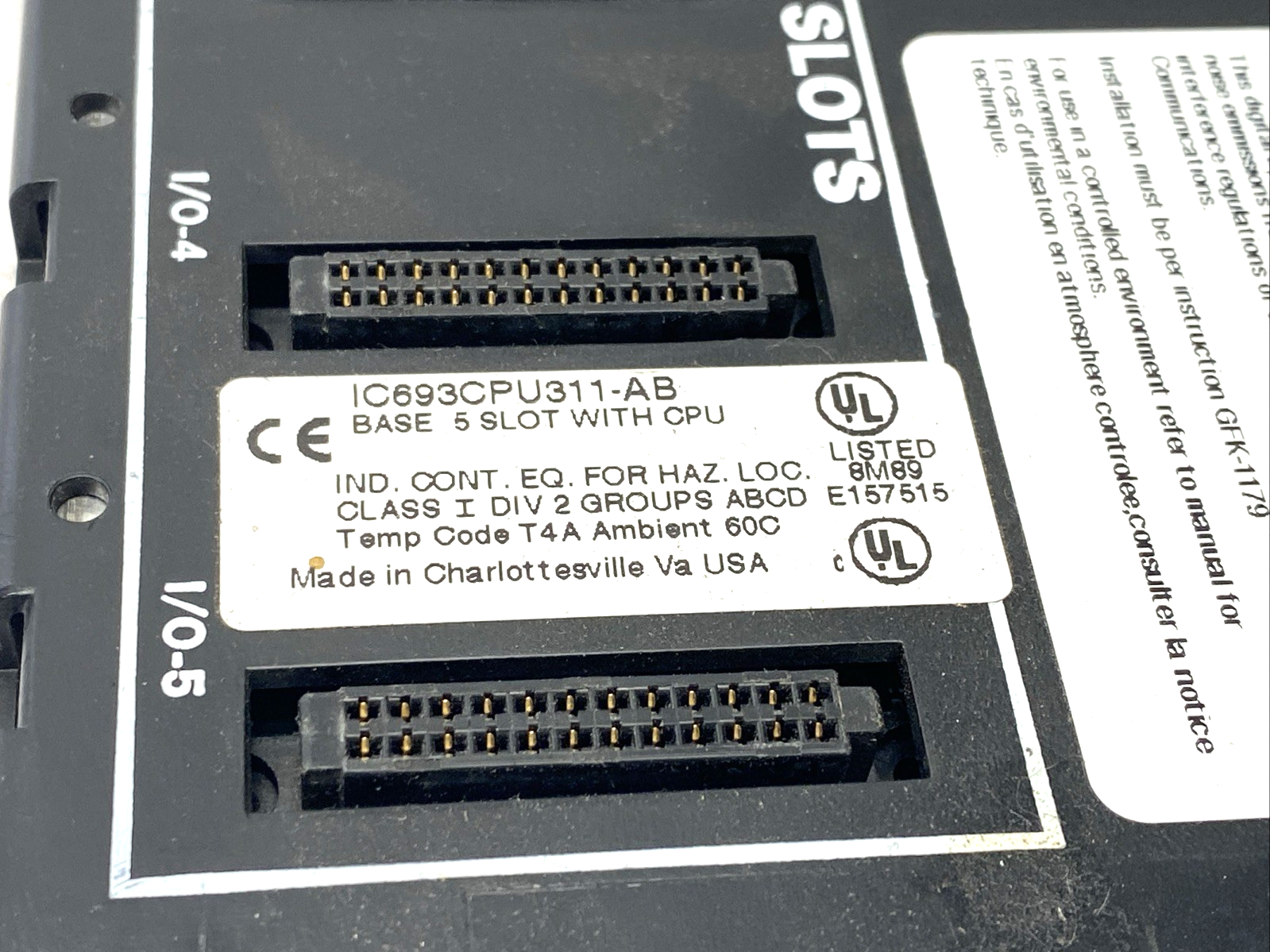 GE Fanuc IC693CPU311-AB PLC 5-Slot Programmable Controller Base/Chassis With CPU - Maverick Industrial Sales