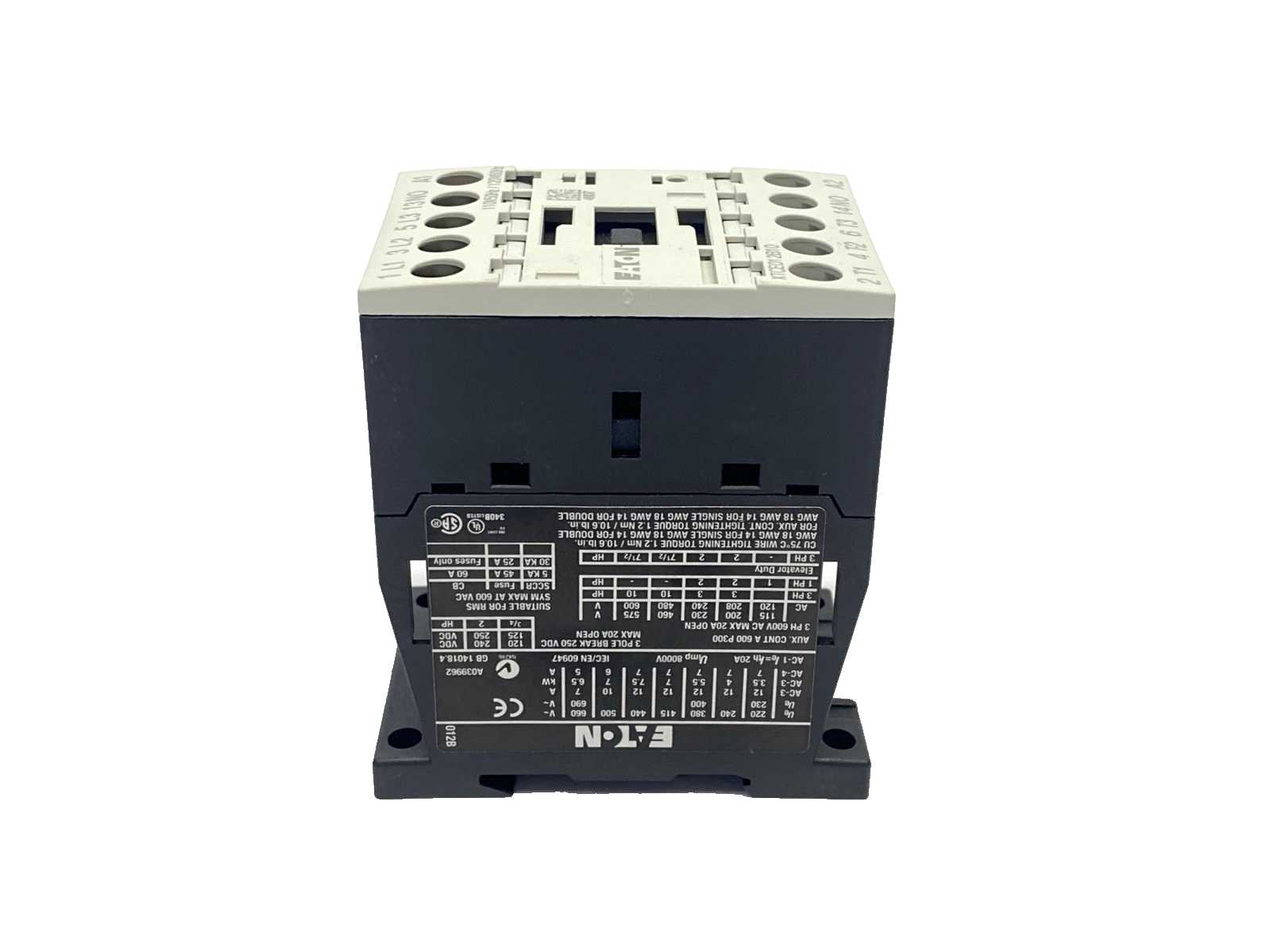 Eaton XTCE012B10A IEC Contactor 3P 12A 120VAC 1NO - Maverick Industrial Sales
