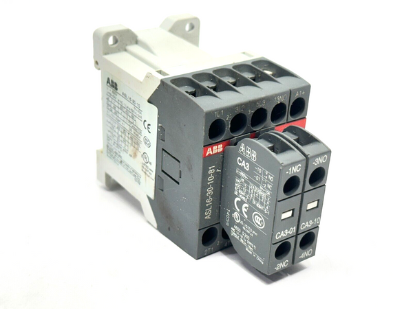 ABB ASL16-30-10-81 Contactor 3P 690V 24VDC w/ CA3-01 CA3-10 Aux Contact Blocks - Maverick Industrial Sales