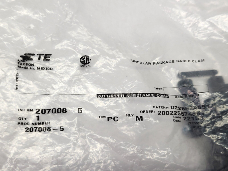 AMP TE Connectivity 207008-5 Circular Package Cable Clamp Rev M - Maverick Industrial Sales