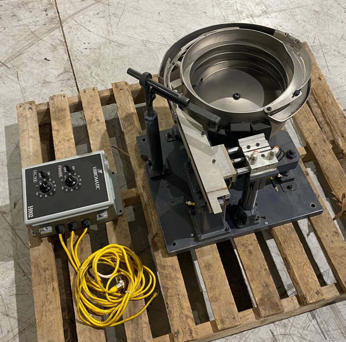 Vibromatic 12" Vibrating Bowl Feeder w/ H002 Feeder/Incline Controller - Used - Maverick Industrial Sales