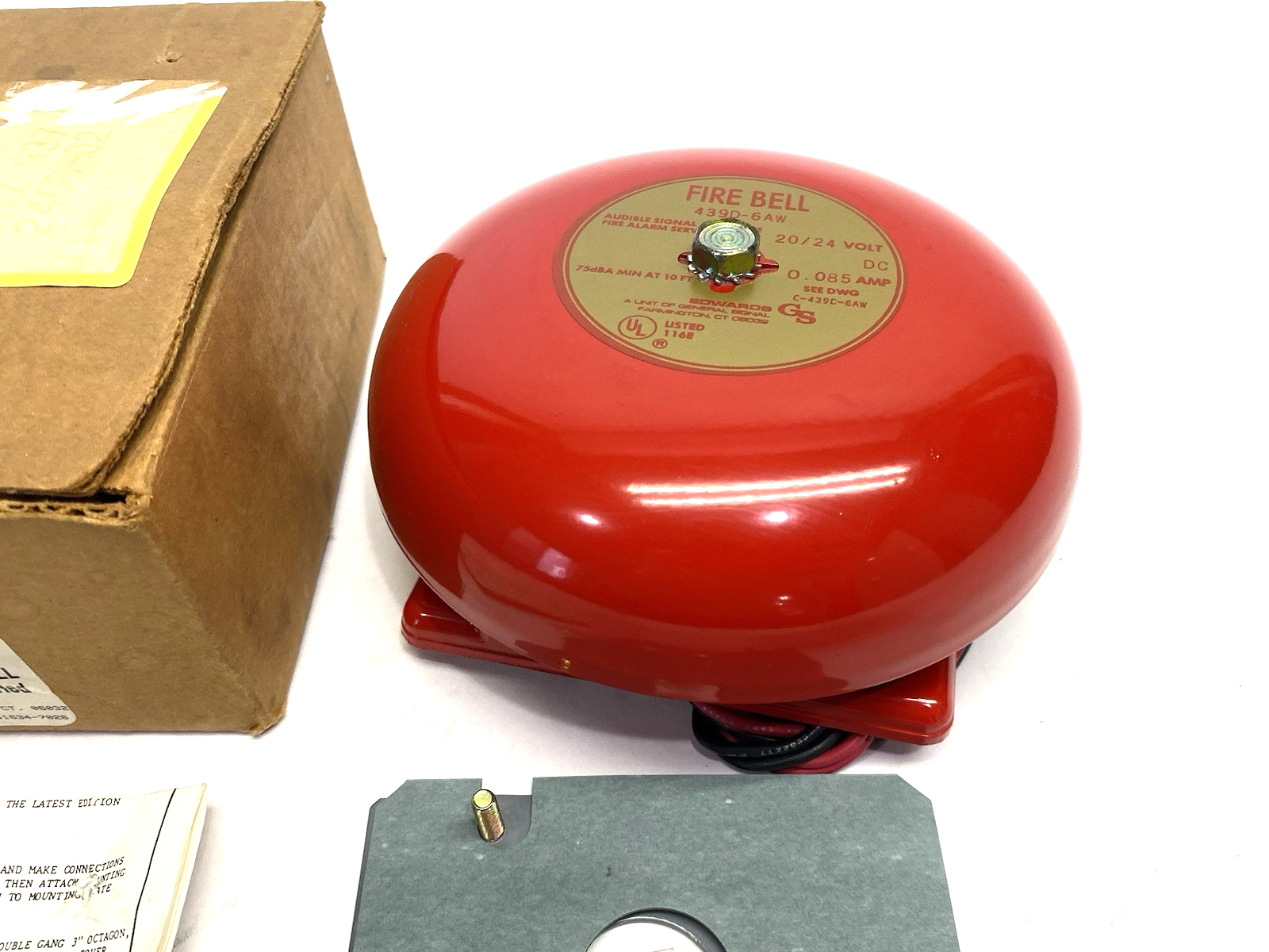 439D-6AW-R | Edwards Signaling Firebell Fire Alarm Bell, Vibrating, Red, 6" Dia. - New – Open box - Maverick Industrial Sales