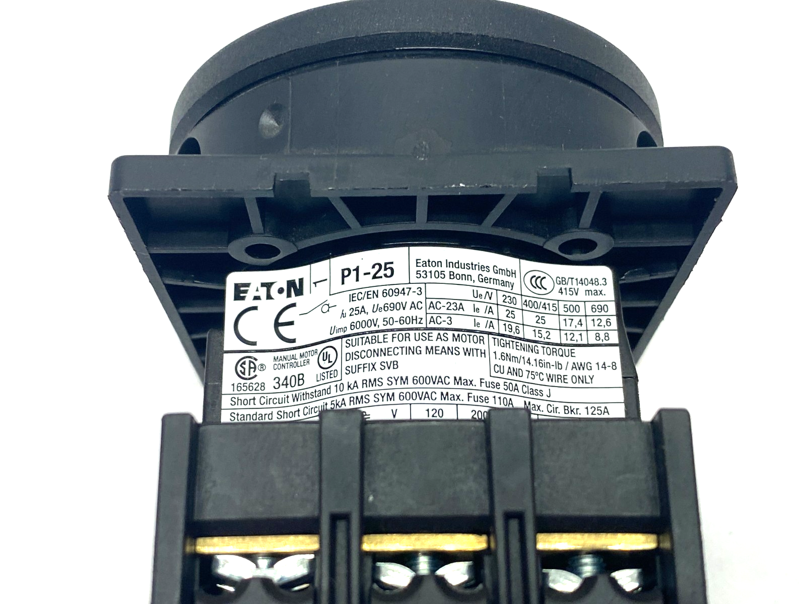 Eaton Moeller P1-25/EA/SVB-SW Main Disconnect Switch Black 3-Pole 048365 - Maverick Industrial Sales