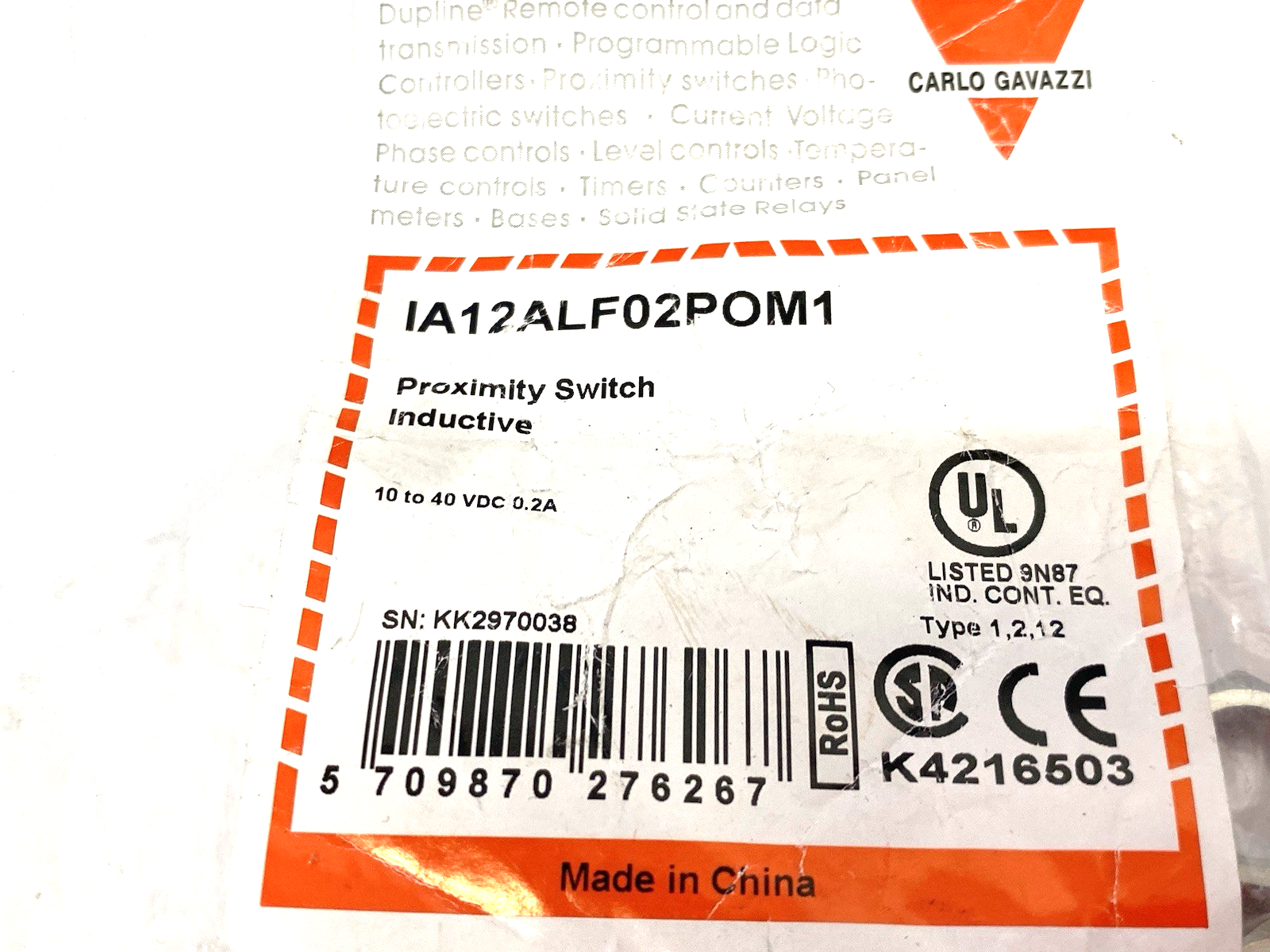 IA12ALF02POM1 | Carlo Gavazzi Inductive Proximity Sensor, 2mm Flush Mount - New – Open box - Maverick Industrial Sales
