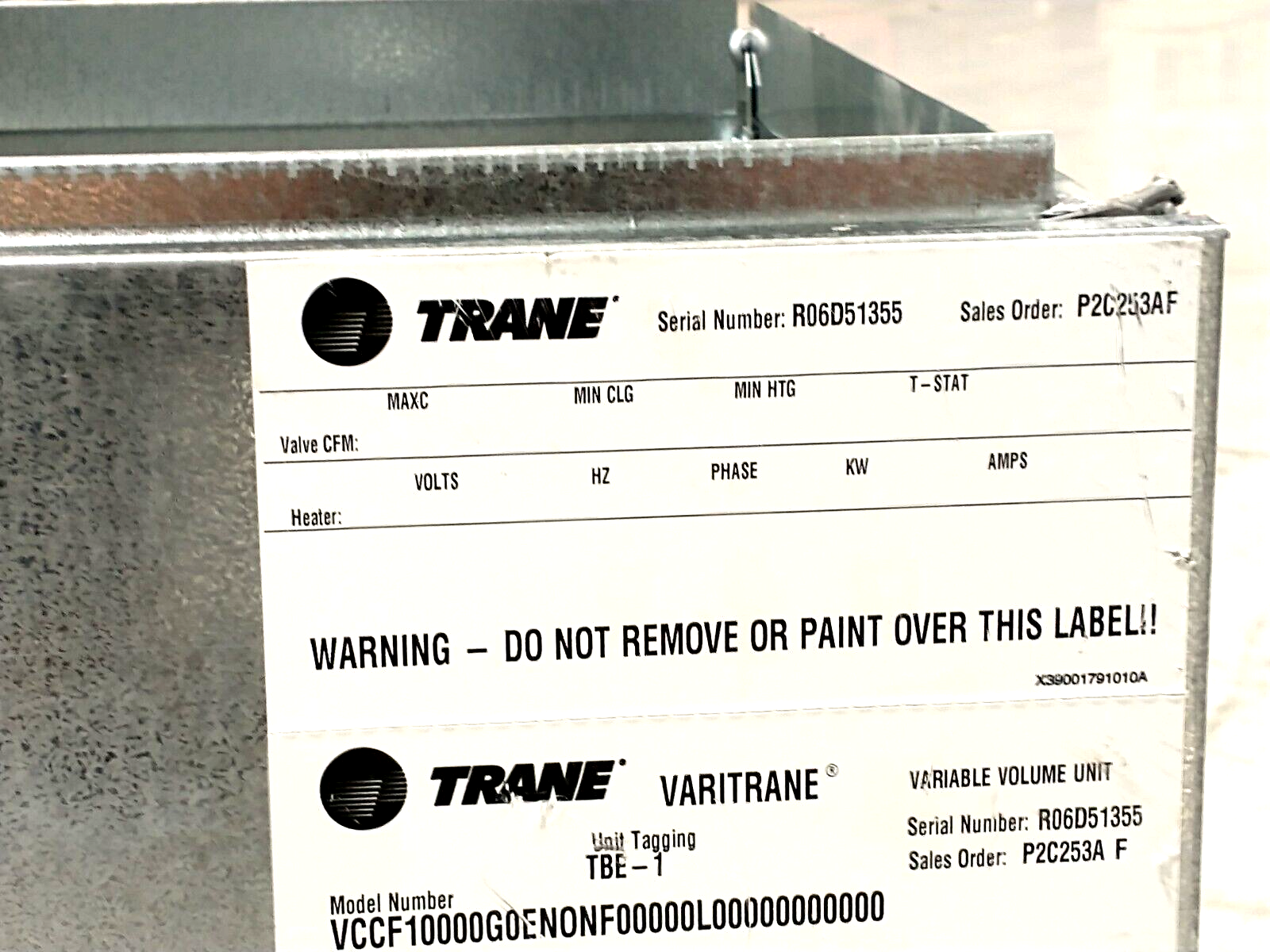 Trane VCCF10000G0ENONF00000L00000000000 VARITRANE Variable Volume Unit 10" Inlet - Maverick Industrial Sales