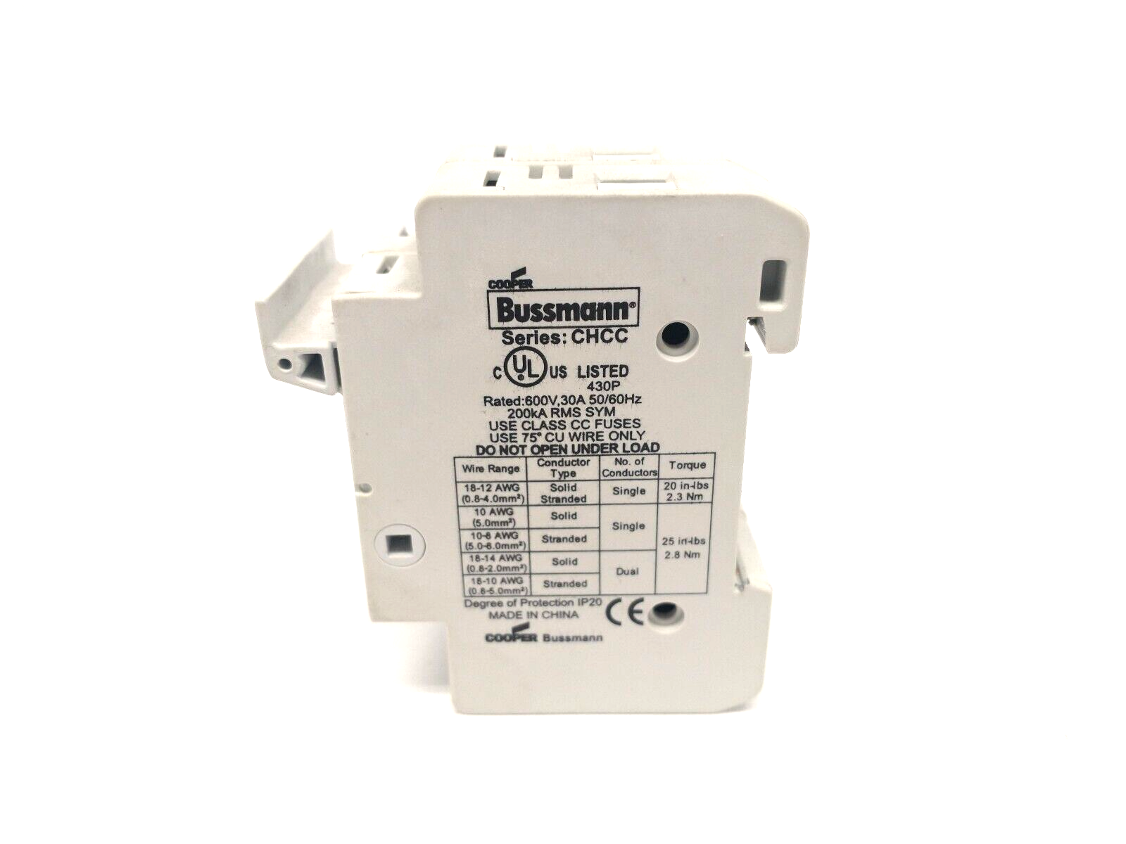 CHCC2DU | Cooper Bussmann Finger-Safe Fuse Holder 2P 600V 30A - Used - Maverick Industrial Sales