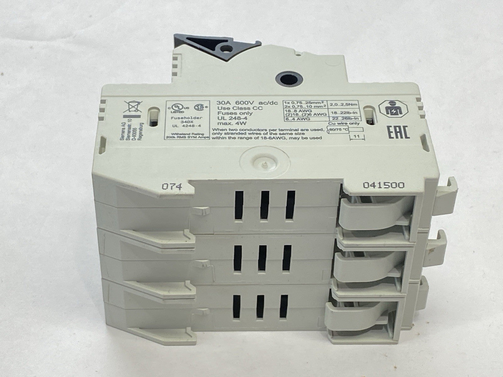 Siemens 3NW75330HG Class CC Fuse Holder 3P 30A 600V - Maverick Industrial Sales