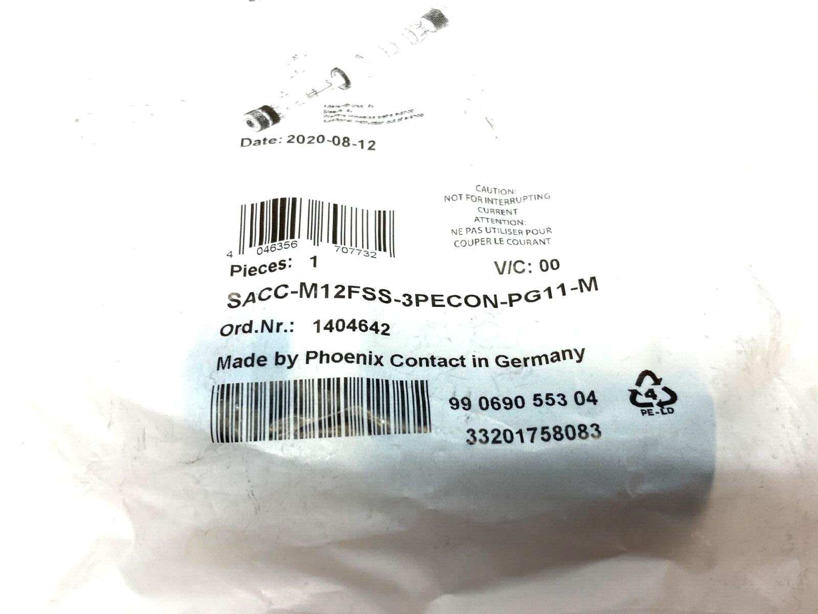 Phoenix Contact SACC-M12FSS-3PECON-PG11-M Power Connector 4-Position 1404642 - Maverick Industrial Sales
