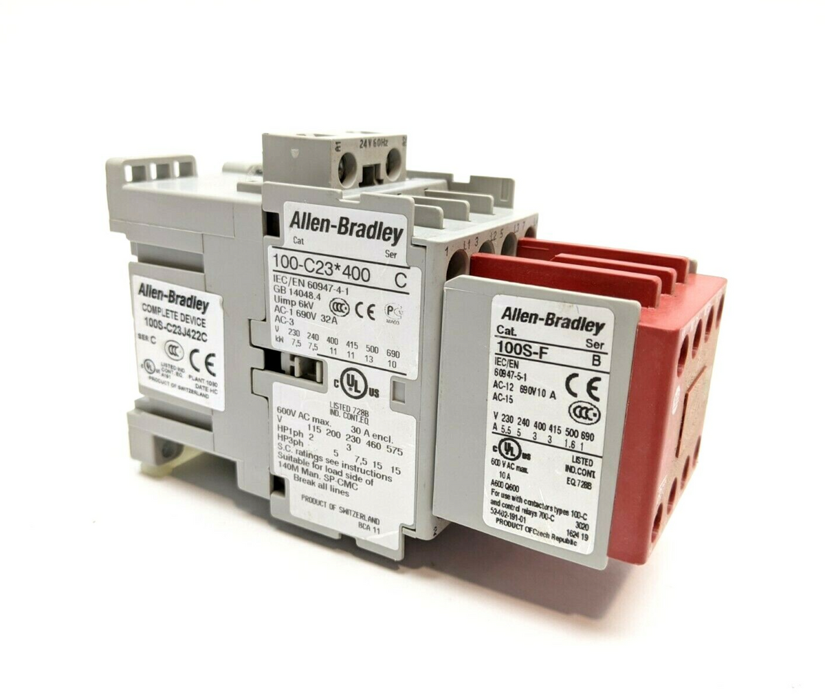 100S-C23J422C | Allen Bradley Ser. C Guardmaster Safety Contactor, 23A, Line Side - Used - Maverick Industrial Sales