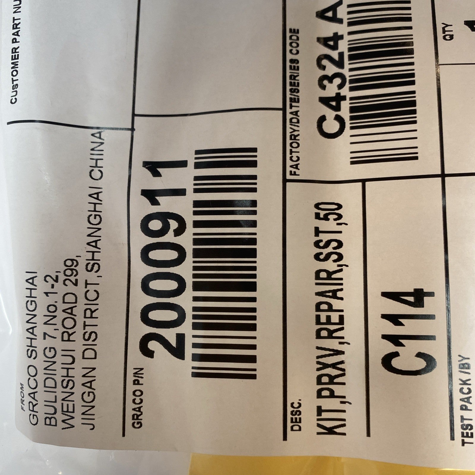 Graco 2000911 Repair kit PRXV,SST,50 - Maverick Industrial Sales