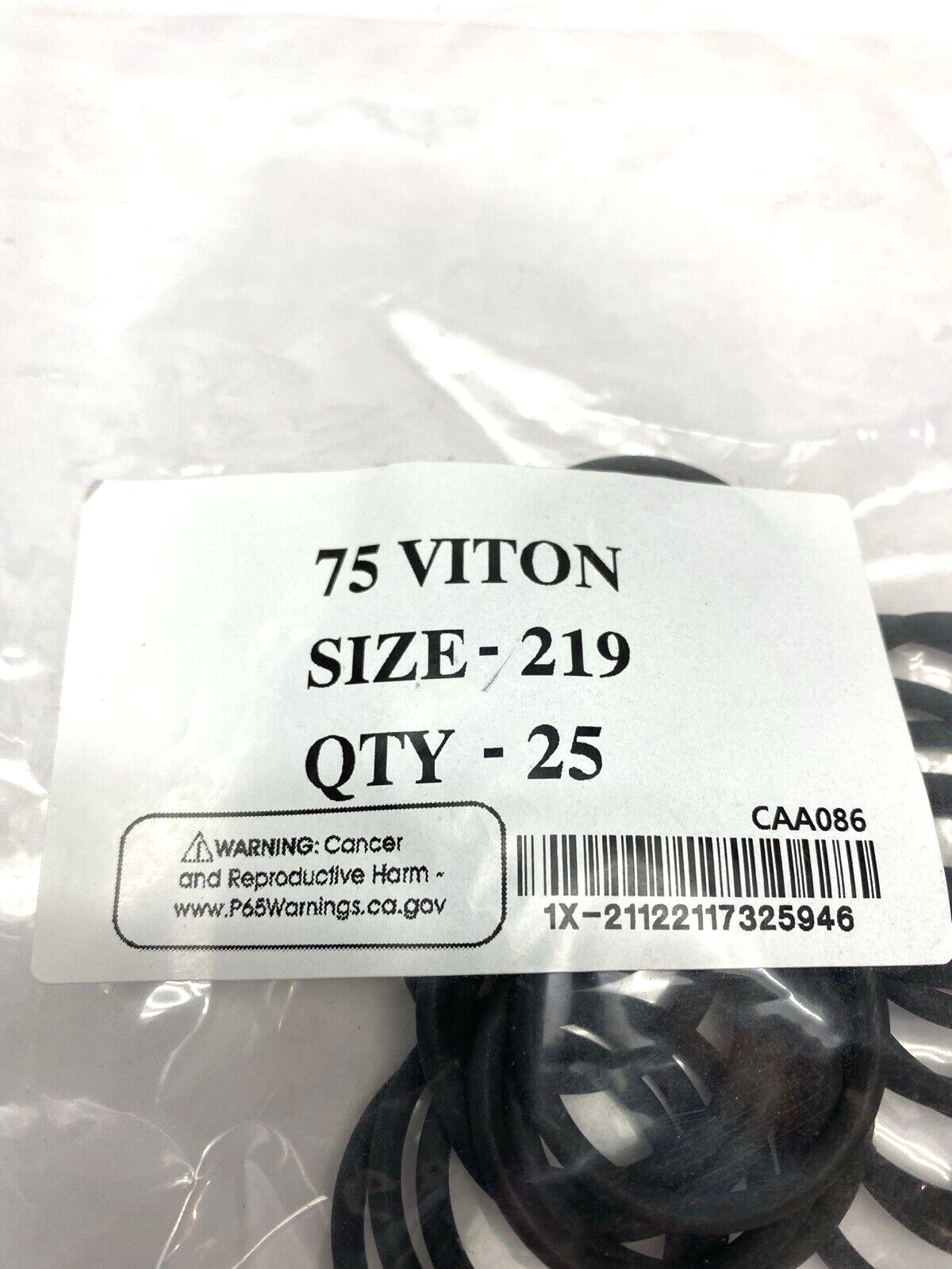 75 Viton Chemical Resistant O-ring Size 219 25 Pack 10-22040817324408 9464K41 - Maverick Industrial Sales