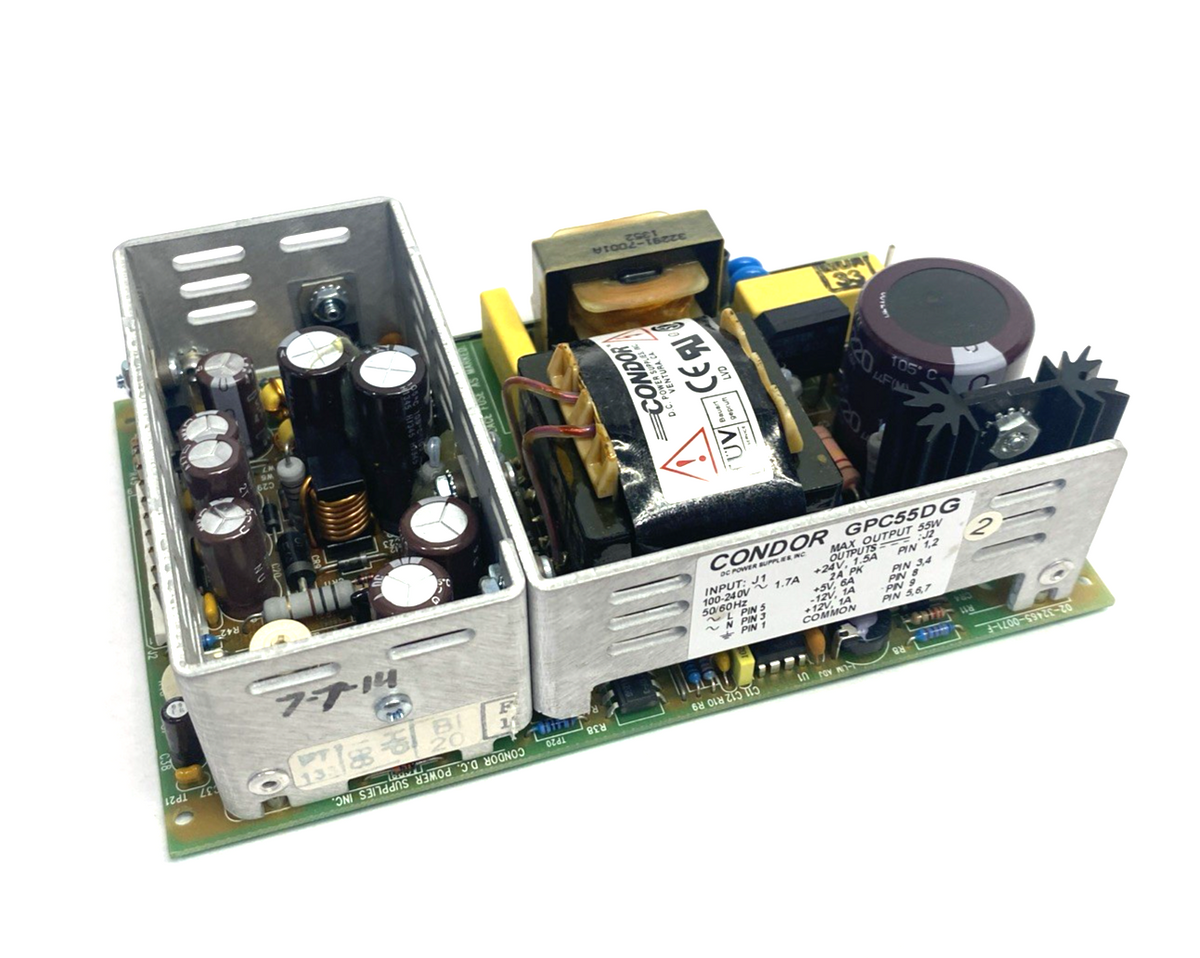 Condor GPC55DG Chassis Mount Power Supply 55W +5/+24/+12/-12V - Maverick Industrial Sales