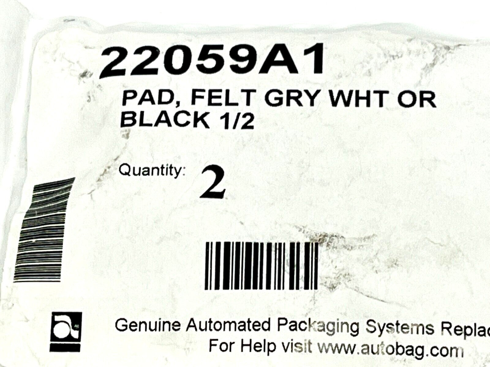 Automated Packaging Systems 22059A1 Felt Gray White or Black 1/2" Pad PKG OF 2 - Maverick Industrial Sales