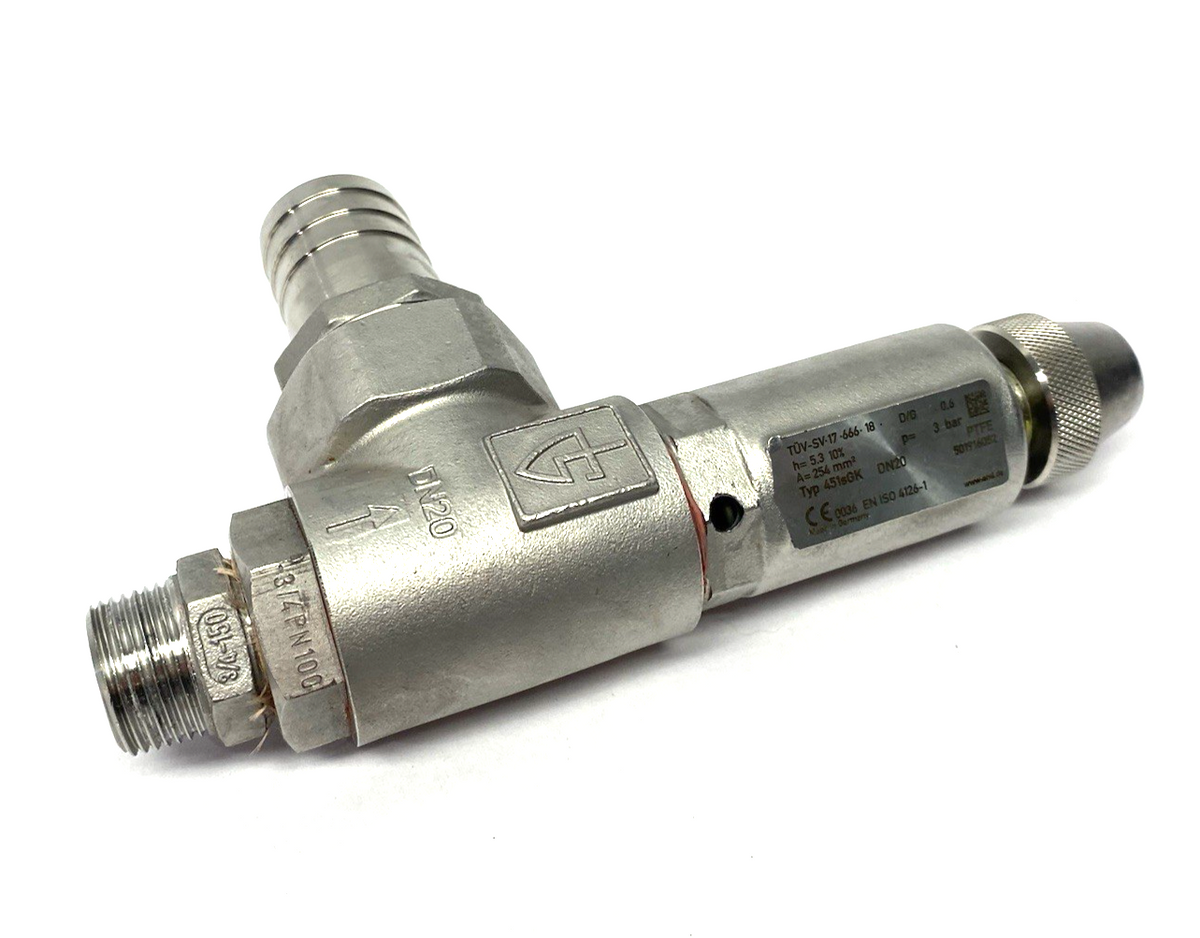 Goetze Armaturen 451sGK-20-f/f-20/32-PTFE Angled Safety Valve, Stainless Steel - Maverick Industrial Sales