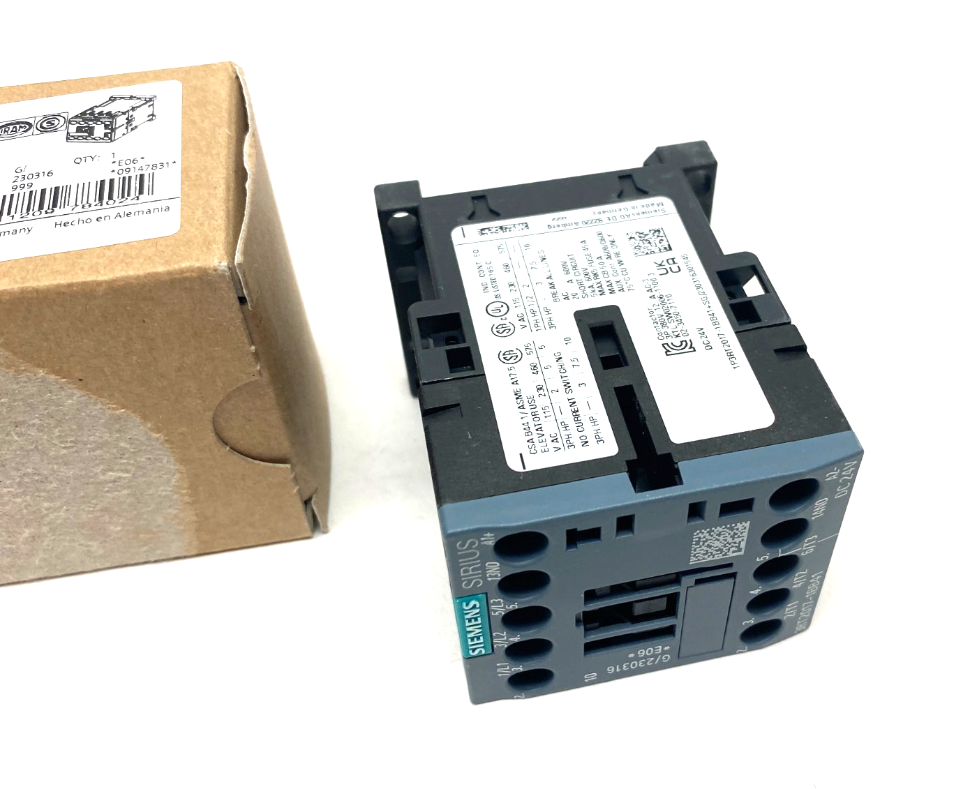 Siemens 3RT2017-1BB41 Sirius Contactor 12A, 400V, 5.5kW, 1NO - Maverick Industrial Sales