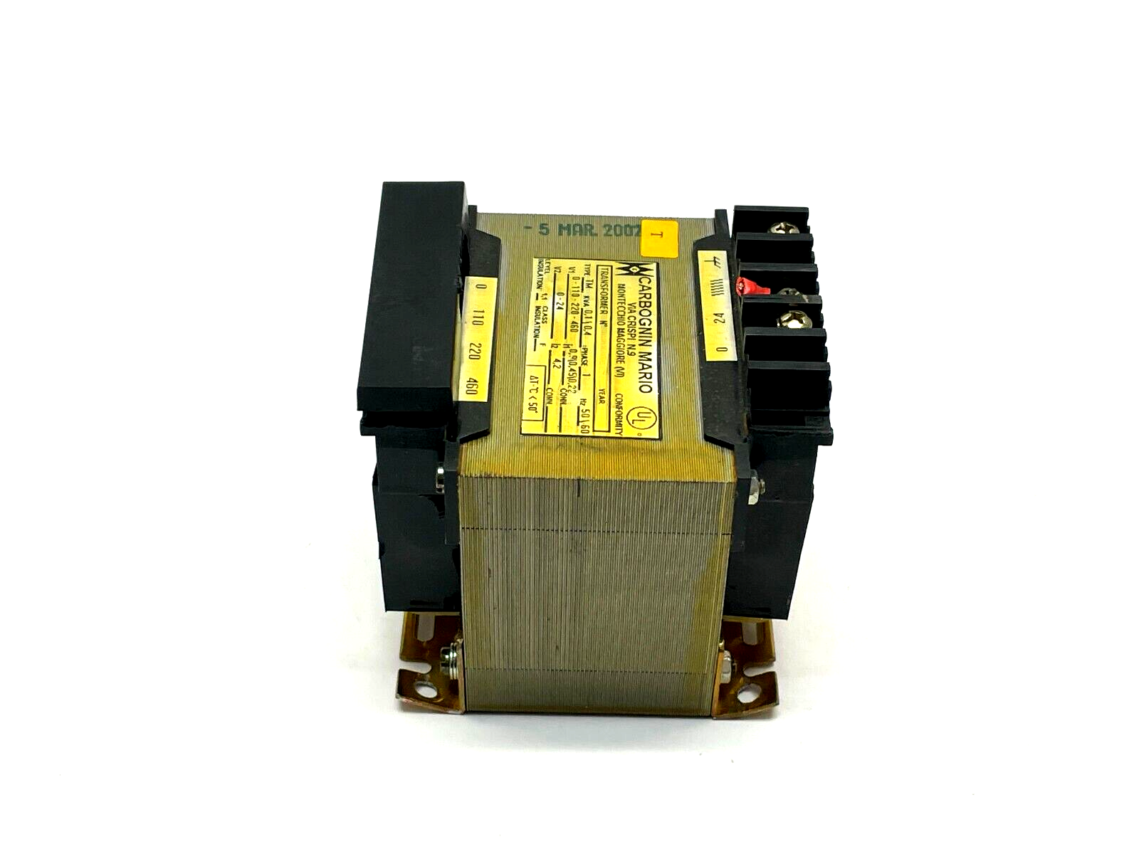 Carbognin Mario N.9 Single Phase Transformer Type TM 0/110/220/460 50/60Hz - Maverick Industrial Sales